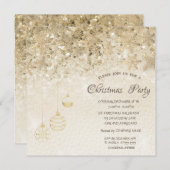 金ゴールドの雪片、ボールがクリスマスを追い企業の詰める 招待状 (正面/裏面)