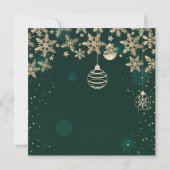 金ゴールドの雪片、ボールグリーンクリスマ企業のス 招待状 (裏面)