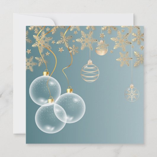 金ゴールドの雪片、ボール企業ののクリスマス 招待状 (裏面)