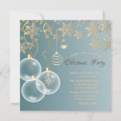 金ゴールドの雪片、ボール企業ののクリスマス 招待状 (正面)