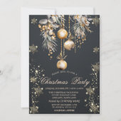 金ゴールドの雪片、ヴィンテージボールダークカンパニーパーティー 招待状 (正面)