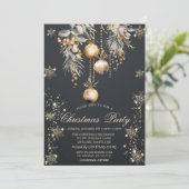 金ゴールドの雪片、ヴィンテージボールダークカンパニーパーティー 招待状 (スタンド正面)