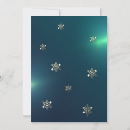 金ゴールドの雪片、金ゴールドクリスマスボールカンパニーパーティー 招待状 (裏面)