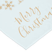 金ゴールドの雪霜の降りた片の青いクリスマス ショートテーブルランナー (コーナー)