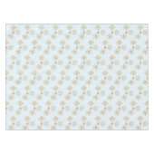 金ゴールドの雪霜の降りた片の青いクリスマス テーブルクロス (正面(横))