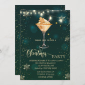金ゴールドの雪、ジンジャーブレッド飲むクリスマス 招待状 (正面/裏面)