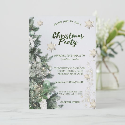 金ゴールドの雪、ボールクリスマス会社のパーティー 招待状 (スタンド正面)