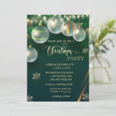金ゴールドの雪、ボールグリーンクリスマス 招待状 (スタンド正面)
