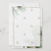 金ゴールドの雪、ボール、ライト、枝のクリスマス 招待状 (裏面)