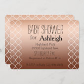 金ゴールドの青銅色のクローバーのベビーシャワー 招待状 (正面/裏面)