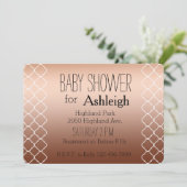 金ゴールドの青銅色のクローバーのベビーシャワー 招待状 (スタンド正面)