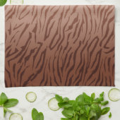 金ゴールドの青銅色のグラデーションなトラのプリント キッチンタオル (折り畳み)