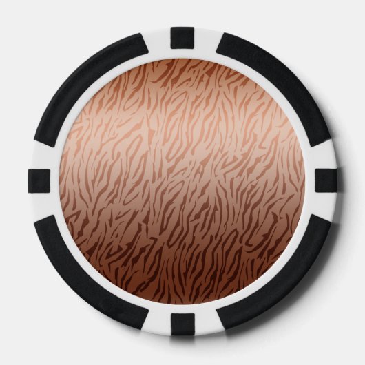 金ゴールドの青銅色のグラデーションなトラのプリント ポーカーチップ (正面)