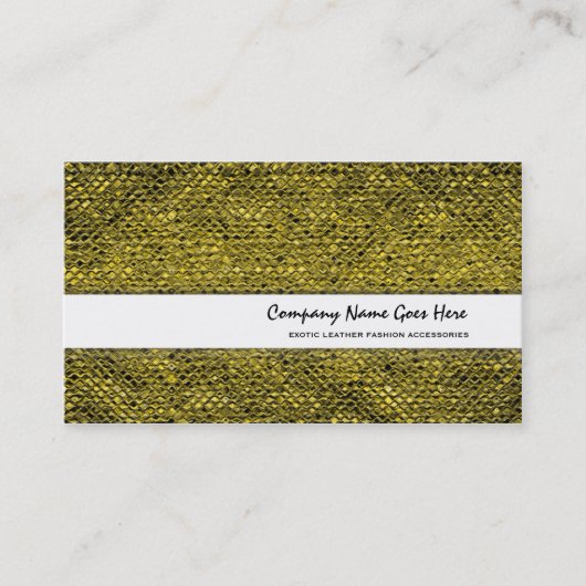金ゴールドの革スネークスキンのファッション 名刺 (正面)