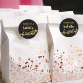 金ゴールドの音楽ノートエレガントが黒い感謝していユーに ラウンドシール