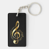 金ゴールドの音楽、音楽、音楽、高音クレフ、 音符記号、 キーホルダー (裏面)