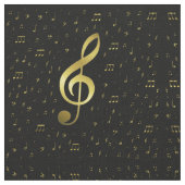 金ゴールドの音符 ファブリック (クローズアップ)