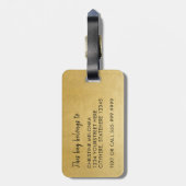 金ゴールドの飛行機愛旅行モノグラムの荷物 ラゲッジタグ (裏面縦)