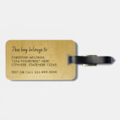 金ゴールドの飛行機愛旅行モノグラムの荷物 ラゲッジタグ (裏面横)