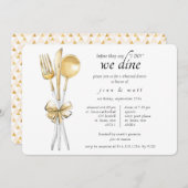 金ゴールドの食事用器具類のリハーサルのディナー・パーティ 招待状 (正面/裏面)