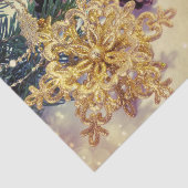 金ゴールドの飾りと紫の花 薄葉紙 (詳細)