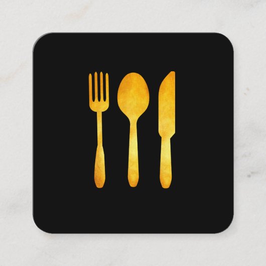 金ゴールドの高級食料品 スクエア名刺 (正面)