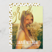 金ゴールドの魅力のモダンな原稿の卒業の発表 案内状 (正面/裏面)