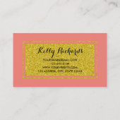 金ゴールドの魅力の珊瑚のピンクの白のストライプの名刺 名刺 (裏面)
