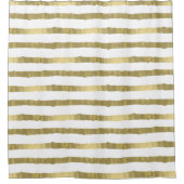 金ゴールドの魅力は縞で飾ります シャワーカーテン (正面)