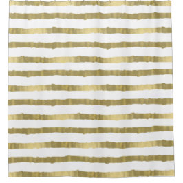 金ゴールドの魅力は縞で飾ります シャワーカーテン