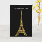 金ゴールドの魅力的なエッフェル塔 カード (黄色い花)