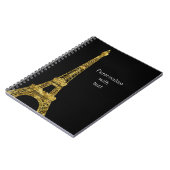 金ゴールドの魅力的なエッフェル塔 ノートブック (左側)