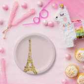 金ゴールドの魅力的なエッフェル塔 ペーパープレート (パーティー)