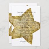 金ゴールドの魅力的な星の結婚式 招待状 (正面/裏面)