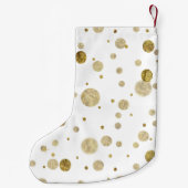 金ゴールドの魅力的な《写真》ぼけ味の紙吹雪の点 スモールクリスマスストッキング (裏面)