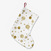 金ゴールドの魅力的な《写真》ぼけ味の紙吹雪の点 スモールクリスマスストッキング (正面 (吊り時))