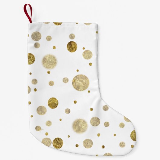 金ゴールドの魅力的な《写真》ぼけ味の紙吹雪の点 スモールクリスマスストッキング (正面)