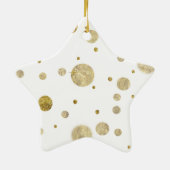 金ゴールドの魅力的な《写真》ぼけ味の紙吹雪の点 セラミックオーナメント (裏面)