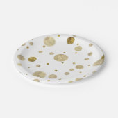 金ゴールドの魅力的な《写真》ぼけ味の紙吹雪の点 ペーパープレート (アングル)