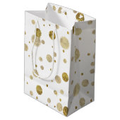 金ゴールドの魅力的な《写真》ぼけ味の紙吹雪の点 ミディアムペーパーバッグ (裏面アングル)