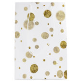 金ゴールドの魅力的な《写真》ぼけ味の紙吹雪の点 ミディアムペーパーバッグ (正面)