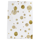 金ゴールドの魅力的な《写真》ぼけ味の紙吹雪の点 ミディアムペーパーバッグ (裏面)