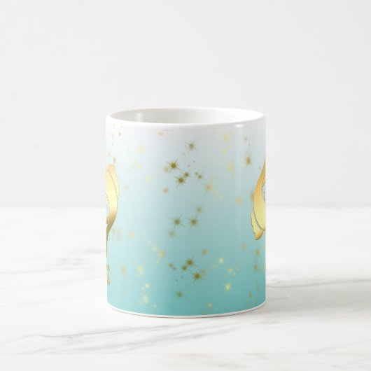金ゴールドの魚類のグラデーションな(占星術の)十二宮図の占星術の占星術の印 コーヒーマグカップ (中央)