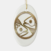 金ゴールドの魚類の(占星術の)十二宮図の魚の占星術の印 セラミックオーナメント (右)