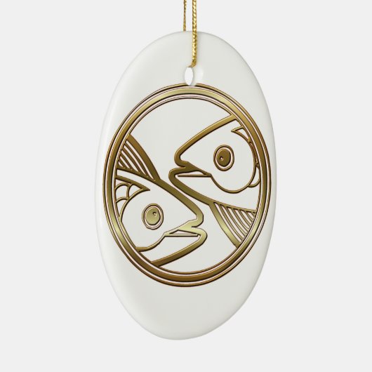 金ゴールドの魚類の(占星術の)十二宮図の魚の占星術の印 セラミックオーナメント (右)