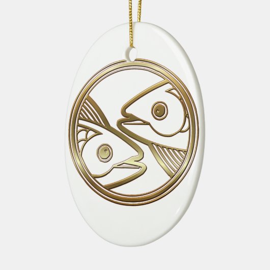金ゴールドの魚類の(占星術の)十二宮図の魚の占星術の印 セラミックオーナメント (左)