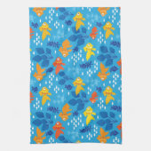 金ゴールドの魚 キッチンタオル (縦)