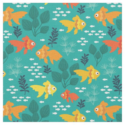 金ゴールドの魚 ファブリック (クローズアップ)