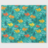 金ゴールドの魚 ラッピングペーパー (フラット)