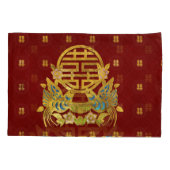 金ゴールドの鳥との二重幸福の記号 枕カバー (裏面)